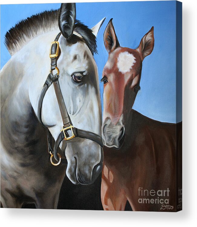 Horses Acrylic Print featuring the painting Mom by Debbie Hart