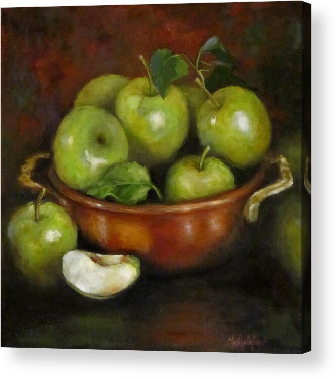 Apples Acrylic Print featuring the painting Mom's Last Apple Harvest by Cheri Wollenberg