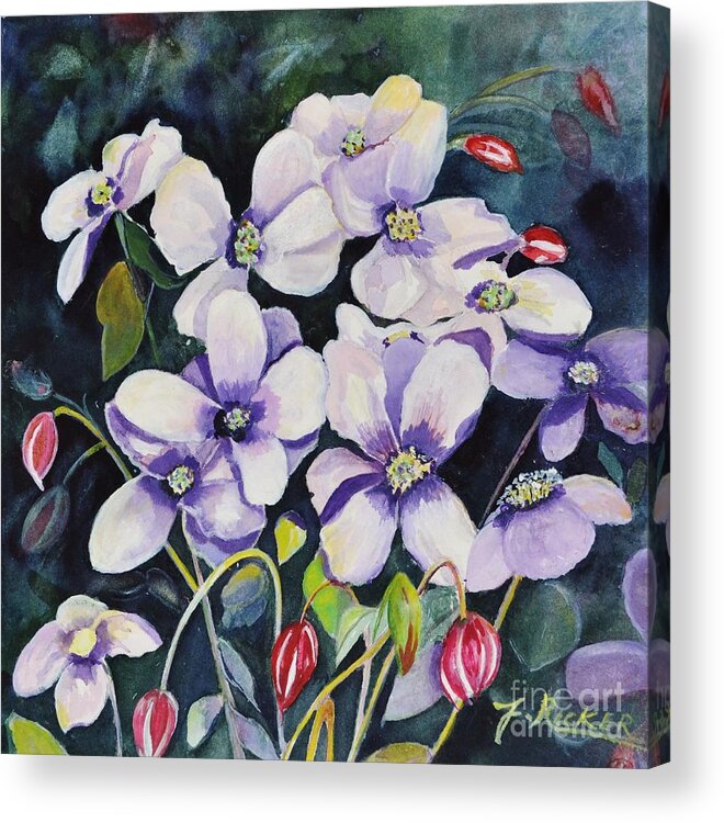 Moon Acrylic Print featuring the painting Moon Flowers by Jane Ricker