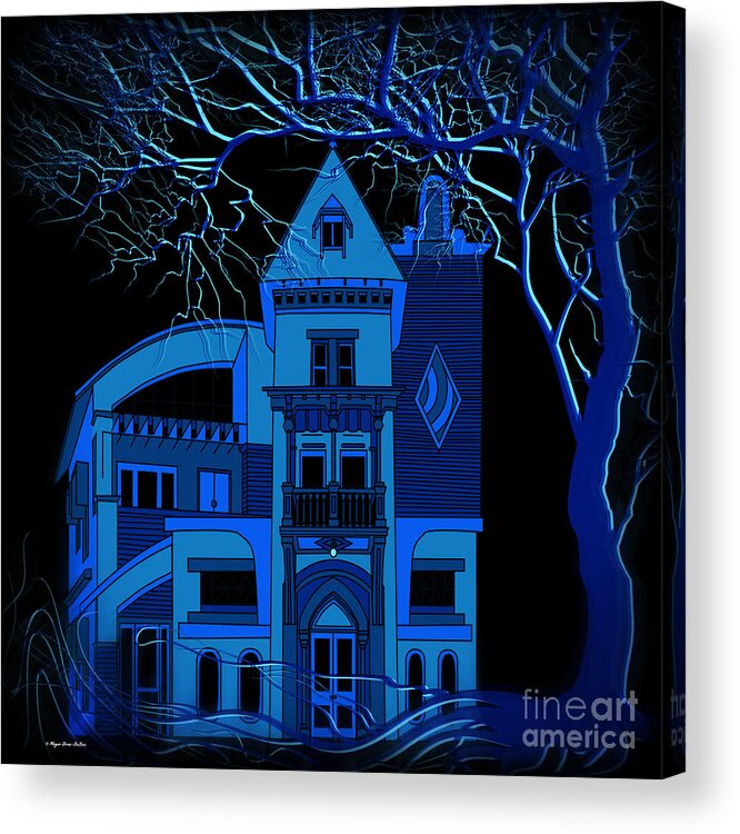 Creepy Tree Acrylic Print featuring the digital art Moon Shine Blues by Megan Dirsa-DuBois