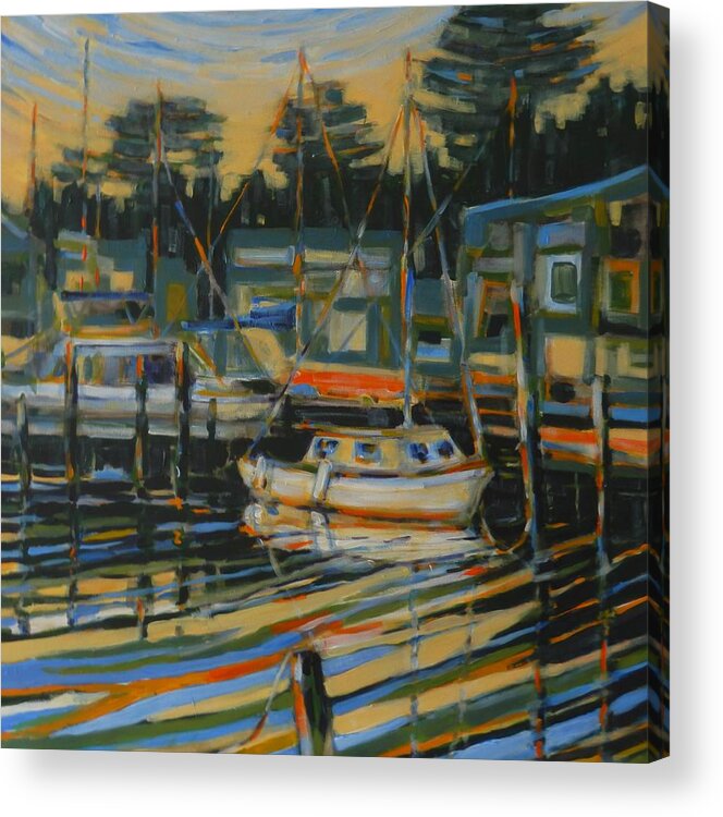Boats Acrylic Print featuring the painting Mordialloc Creek by Zofia Kijak