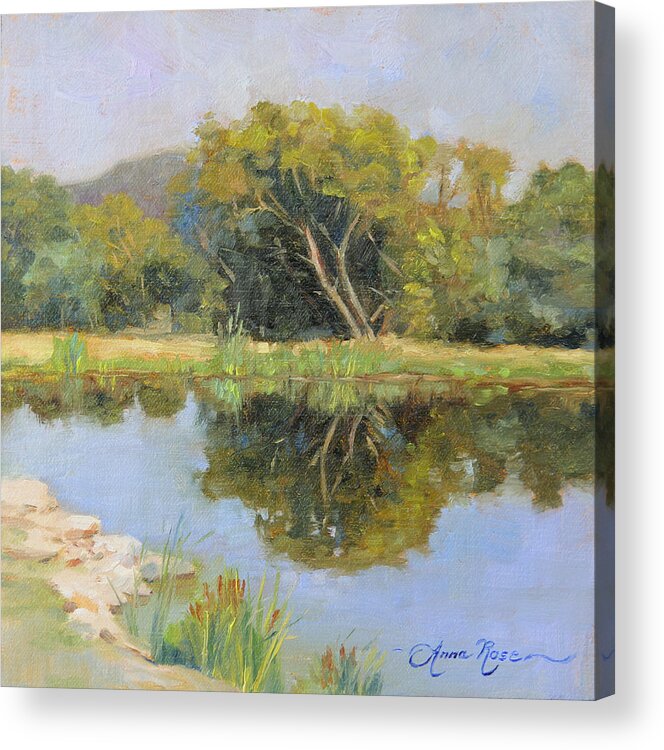 Landscape Acrylic Print featuring the painting Morning Calm in Texas Summer by Anna Rose Bain