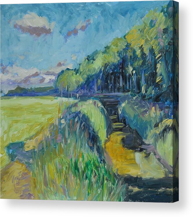 Tilburg Acrylic Print featuring the painting Morning Summer light over the Donge river by Nop Briex