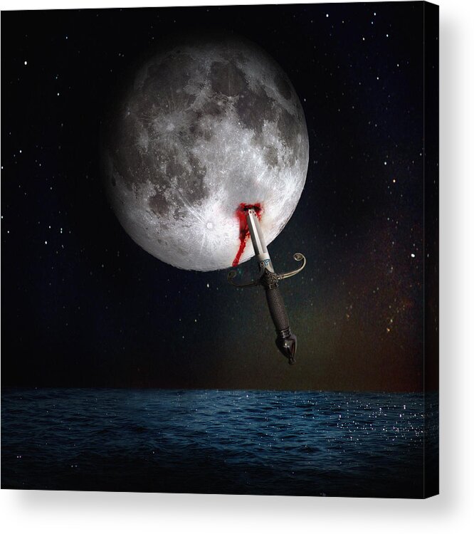 Moon Acrylic Print featuring the digital art Morte di un sogno - Dying dream by Alessandro Della Pietra