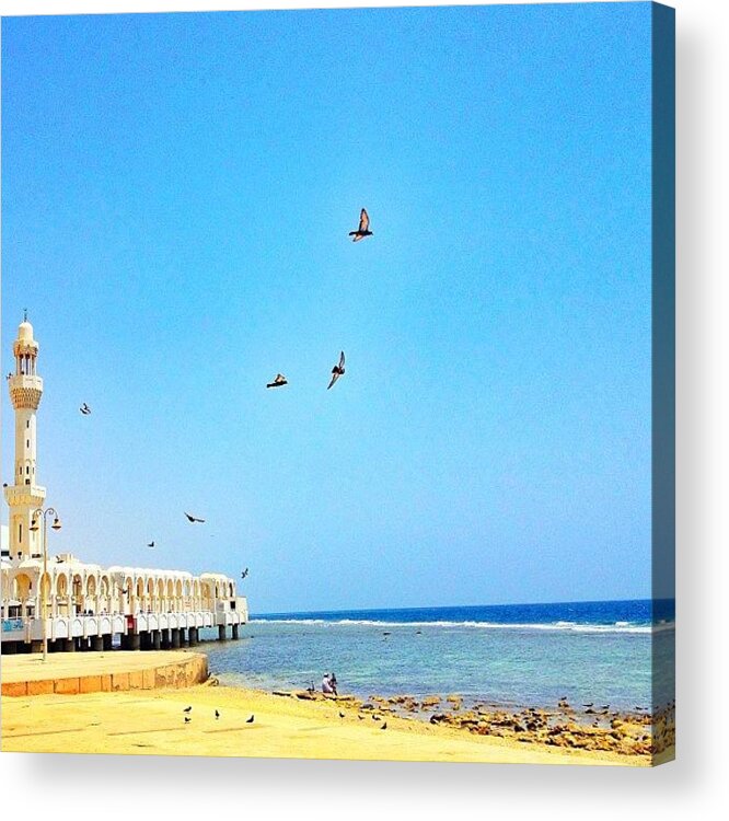  Acrylic Print featuring the photograph Mosque On The Edge Of The Red Sea by Sigit Pamungkas