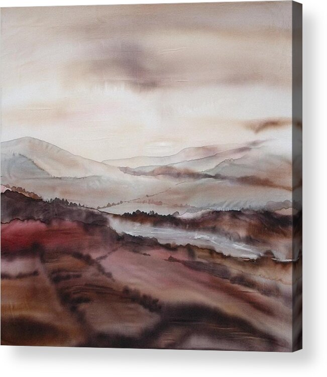 Mountains Acrylic Print featuring the painting Mountain dawn by Hazel Millington