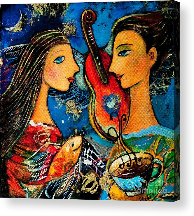 Shijun Acrylic Print featuring the painting Music Lovers by Shijun Munns