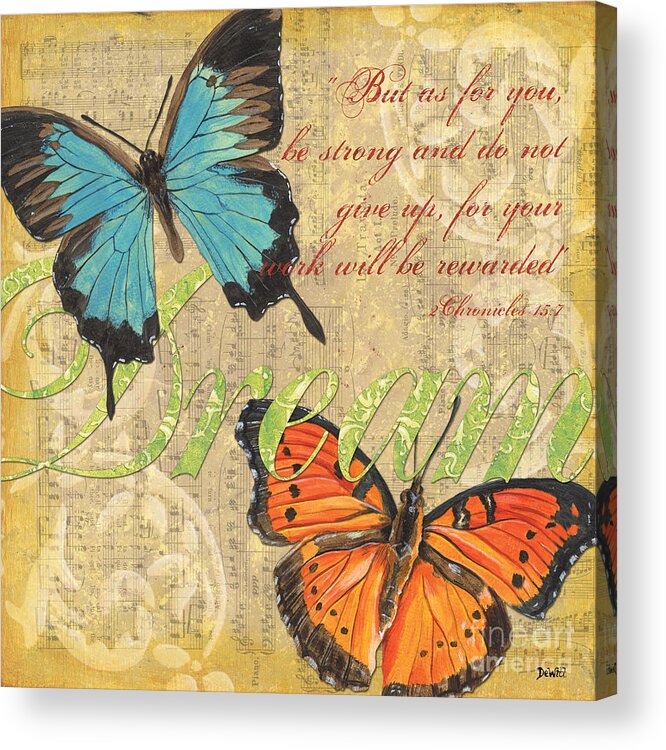 Butterflies Acrylic Print featuring the painting Musical Butterflies 1 by Debbie DeWitt