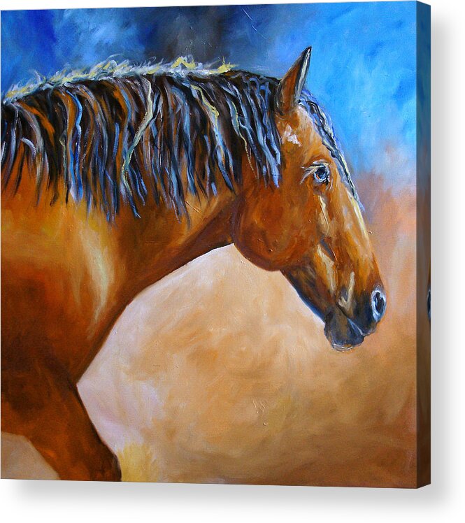Horse Acrylic Print featuring the painting Mustang Horse by Mary Jo Zorad
