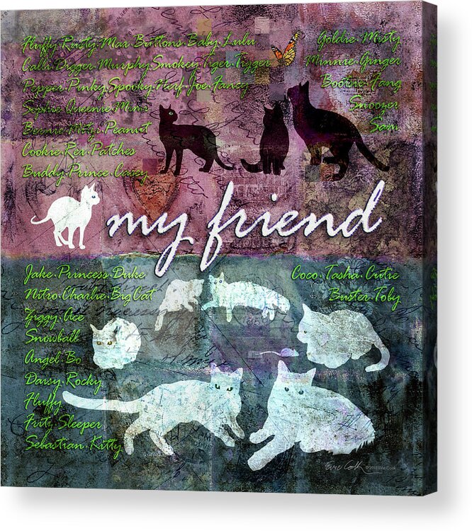 Cat Acrylic Print featuring the digital art My Friend Cats by Evie Cook