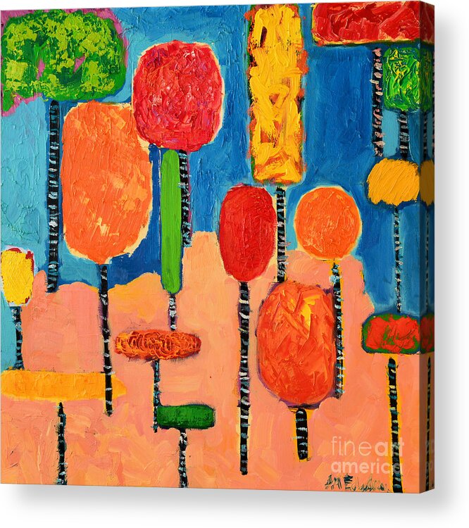 Trees Acrylic Print featuring the painting My Happy Trees 2 by Ana Maria Edulescu