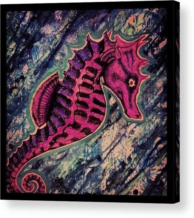  Acrylic Print featuring the photograph My Latest. Purple Seahorse, Color by Genevieve Esson