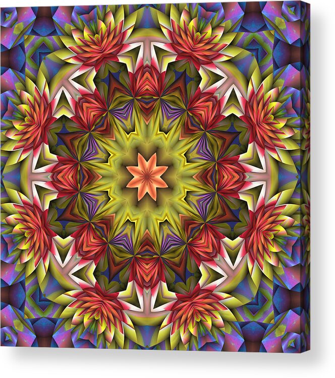 Kaleidoscope Acrylic Print featuring the digital art Natural Attributes 18 square by Wendy J St Christopher