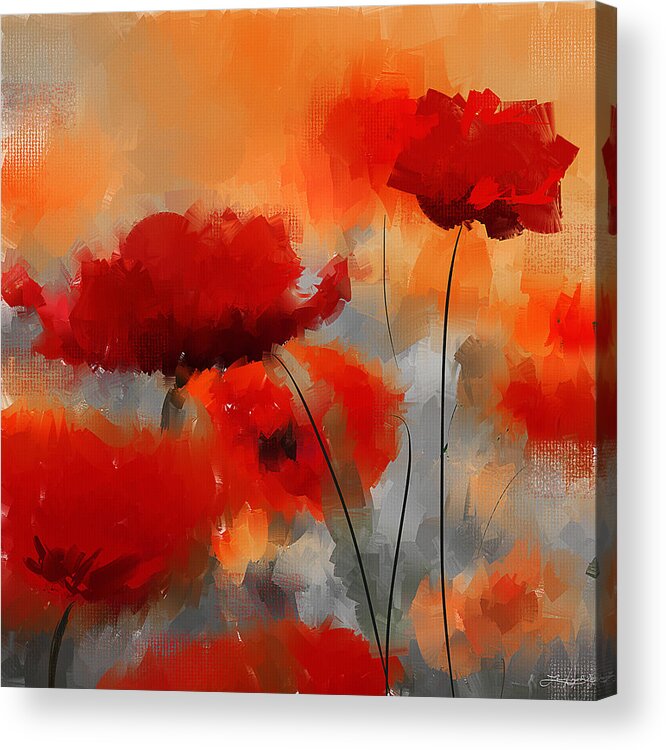 Poppies Acrylic Print featuring the painting Natural Enigma by Lourry Legarde