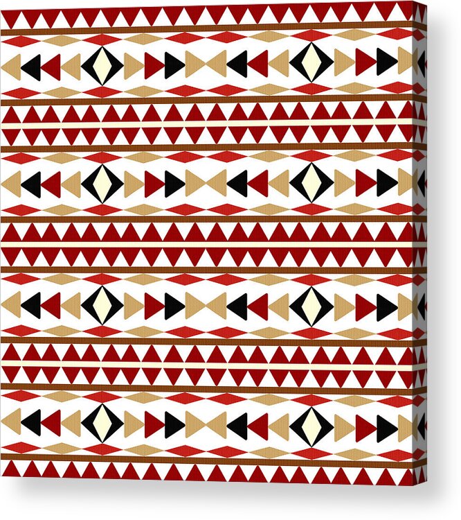 Navajo Pattern Acrylic Print featuring the mixed media Navajo White Pattern by Christina Rollo