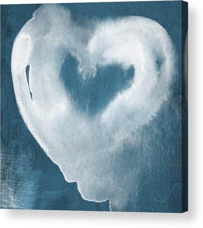 Love Acrylic Print featuring the mixed media Navy Blue and White Love by Linda Woods