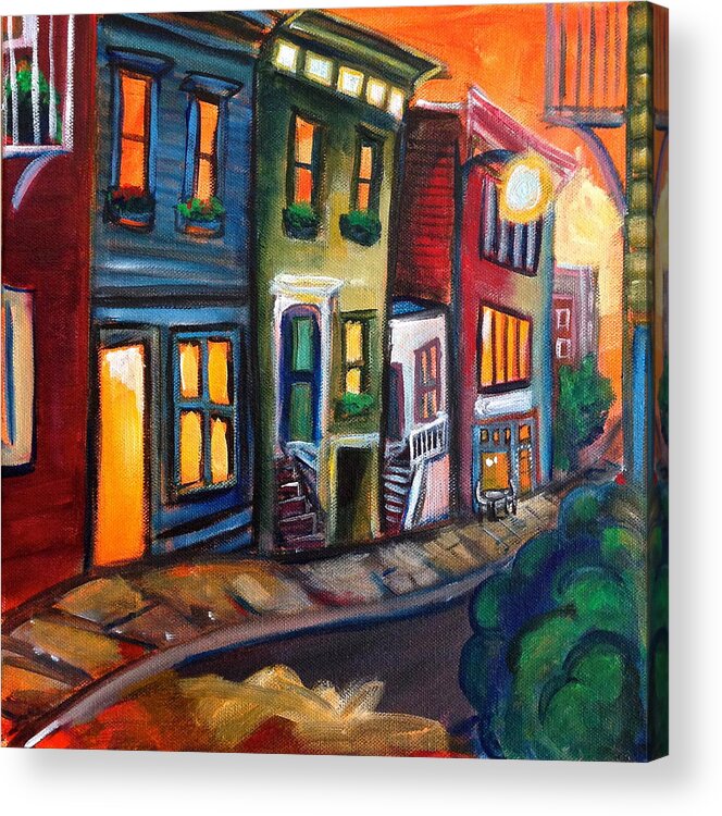 Street Acrylic Print featuring the painting Neighborhood Cafe by Nathalie Fabri