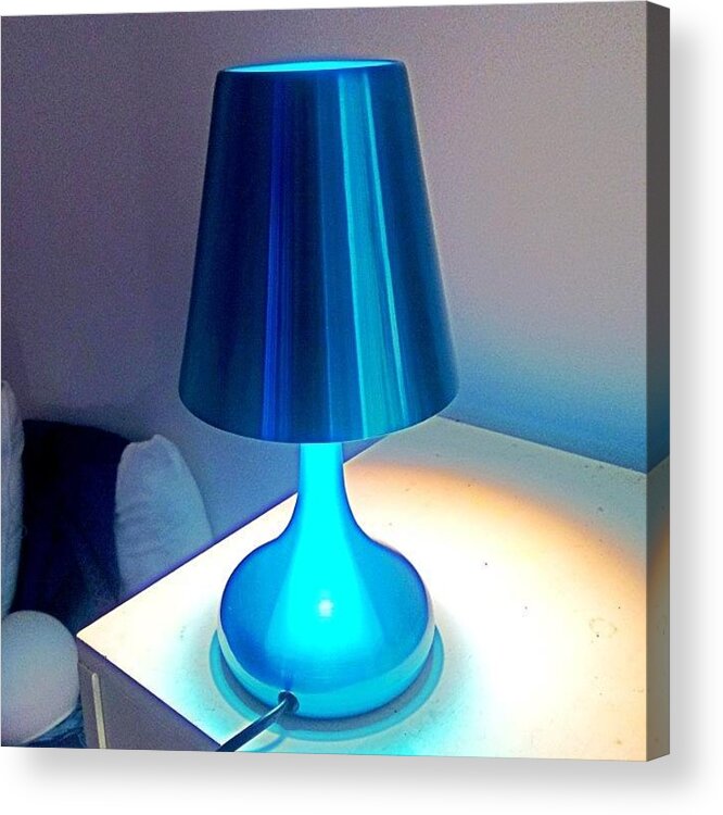 #lamp #blue #70's #style #bedroom #decorative Acrylic Print featuring the photograph 70's Style by Jacqui Mccarron