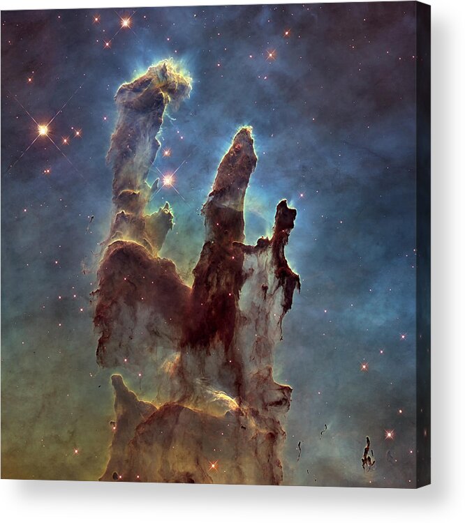 3scape Acrylic Print featuring the photograph Hubble Pillars of Creation HD Square by Adam Romanowicz