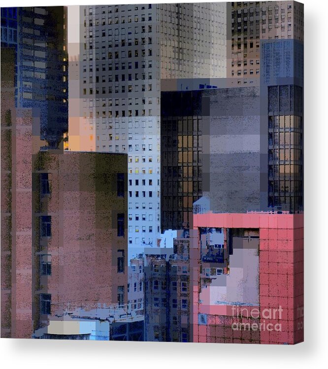 Skyline Acrylic Print featuring the photograph New York City Skyline No. 3 - City Blocks Series by Miriam Danar