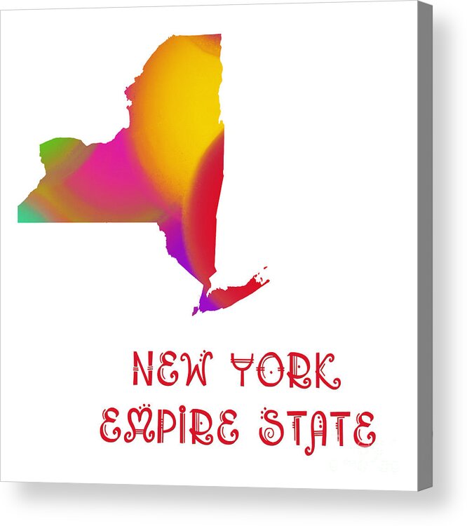 Andee Design Acrylic Print featuring the digital art New York State Map Collection 2 by Andee Design