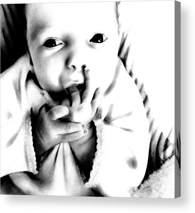 Newborn Baby Acrylic Print featuring the drawing Newborn by Natasha Denger