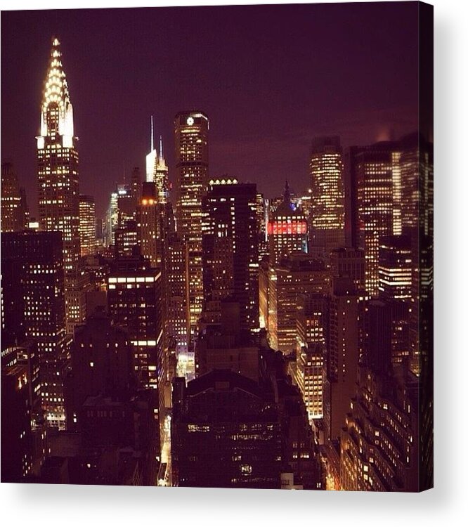  Acrylic Print featuring the photograph Night View Of The Chrysler Building by Vivienne Gucwa