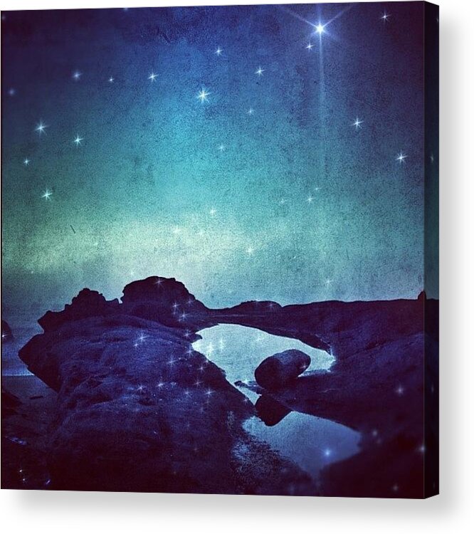 Beautiful Acrylic Print featuring the photograph #ocean #starlight #sea #water #night by Jill Battaglia