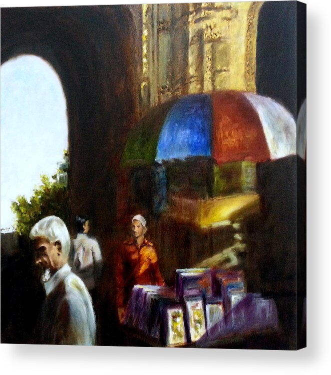 Old City Acrylic Print featuring the painting Old city Ahmedabad series 4 by Uma Krishnamoorthy