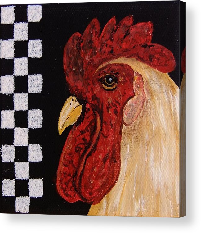 Rooster Acrylic Print featuring the painting Old Country Rooster by Cindy Micklos