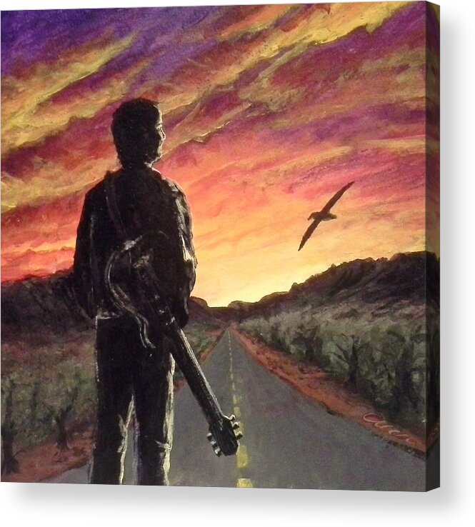 Walking Acrylic Print featuring the painting On the Road by Alan Schwartz