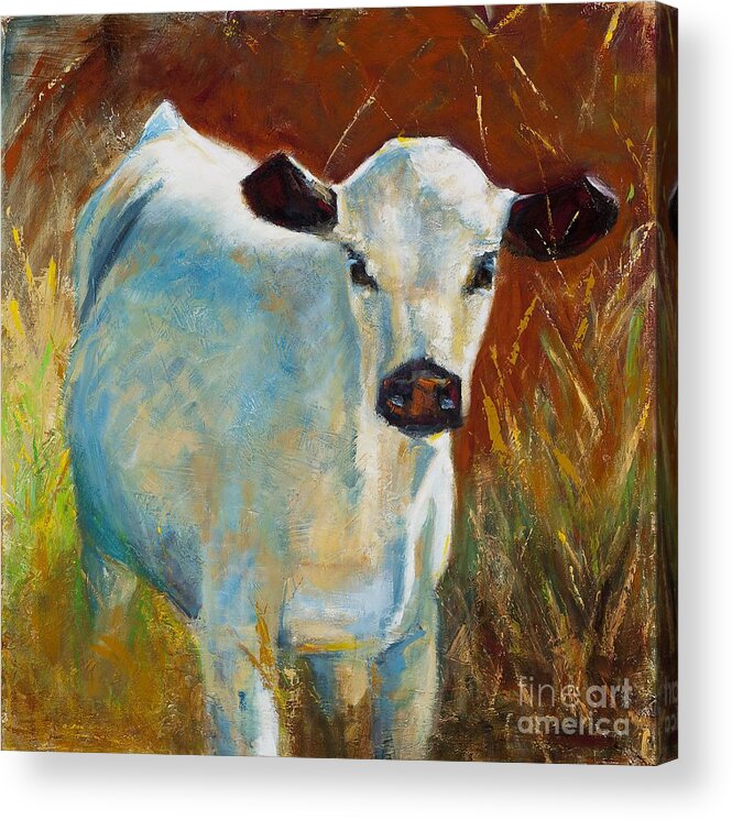 Cows Acrylic Print featuring the painting Once In A Blue Moon by Frances Marino