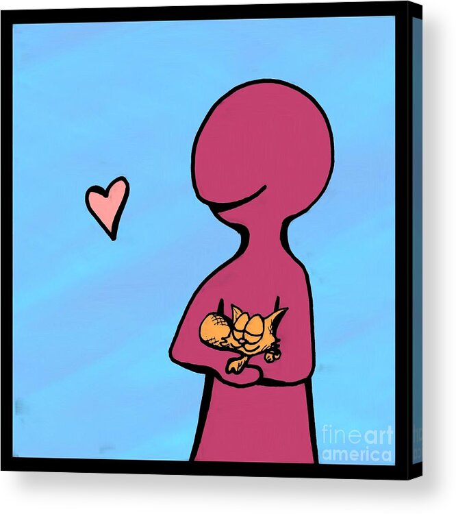 One Acrylic Print featuring the painting One Cat 3 by Pet Serrano