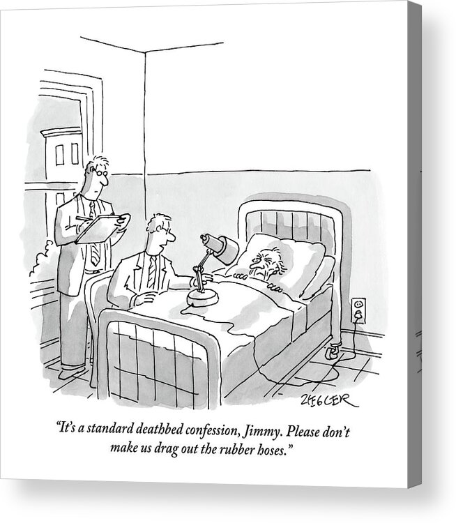 #condenastnewyorkercartoon Acrylic Print featuring the drawing One Man Takes Notes by Jack Ziegler