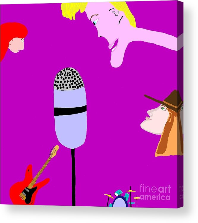 Drawings And Digital Acrylic Print featuring the painting Open Mic by James and Donna Daugherty