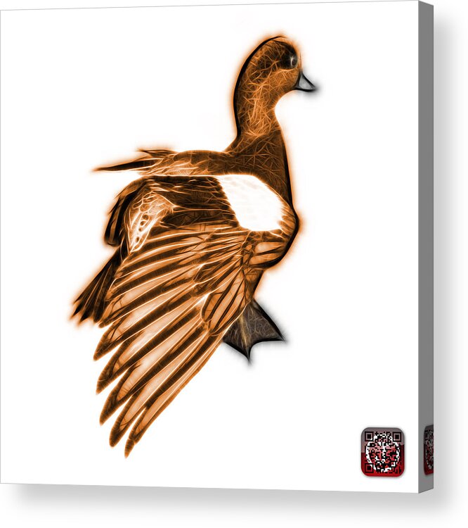 Wigeon Artwork Acrylic Print featuring the mixed media Orange Fractal Wigeon 7702 - WB by James Ahn