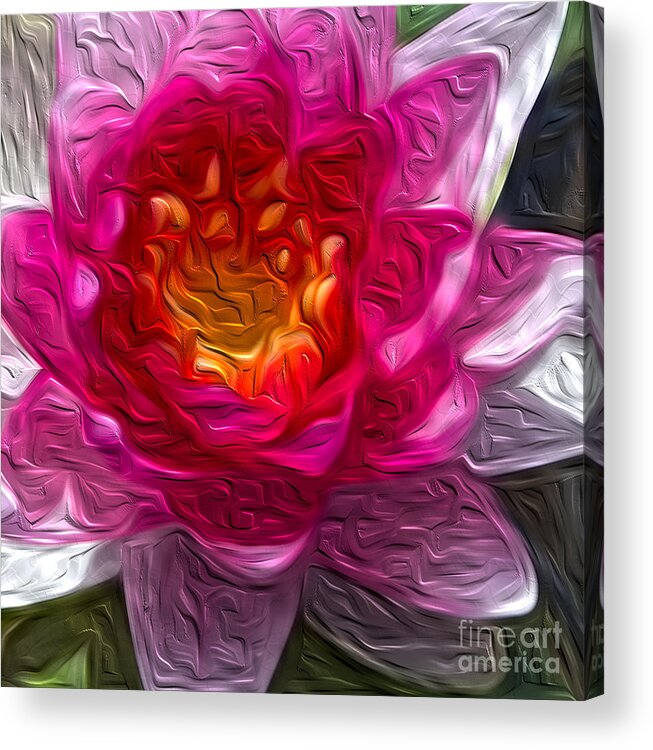 Digitally Painted Water Lily Acrylic Print featuring the photograph Painted Water Lily by Mae Wertz