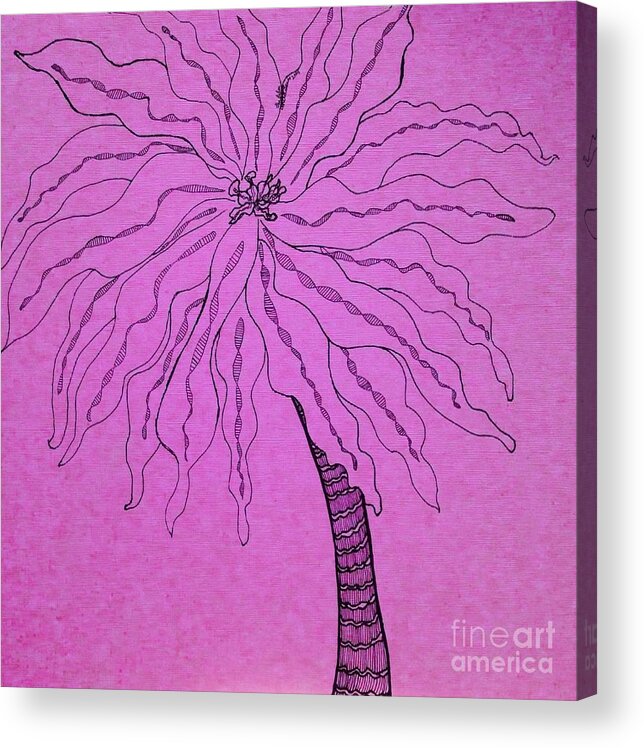 Palm Acrylic Print featuring the drawing Palm Purple by Anita Lewis