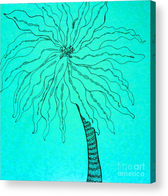 Palm Turquoise Acrylic Print featuring the drawing Palm Turquoise by Anita Lewis