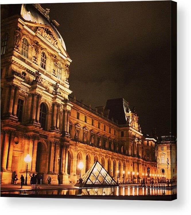 Urban Acrylic Print featuring the photograph #paris #france #louvre #night by Luisa Azzolini
