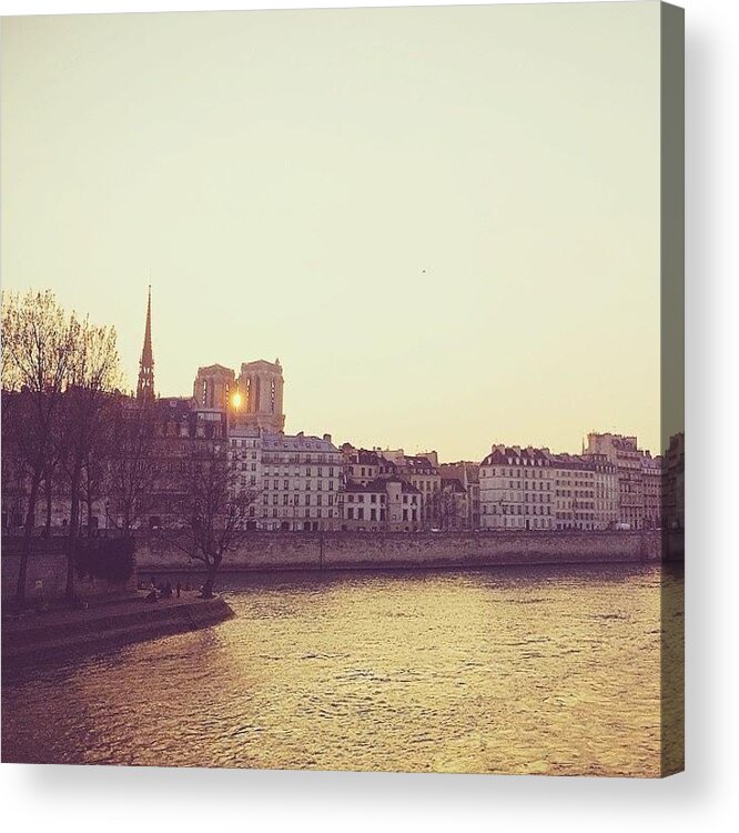 Romantic Acrylic Print featuring the photograph #paris Golden City #romantic #iphonesia by Anna Gorvits