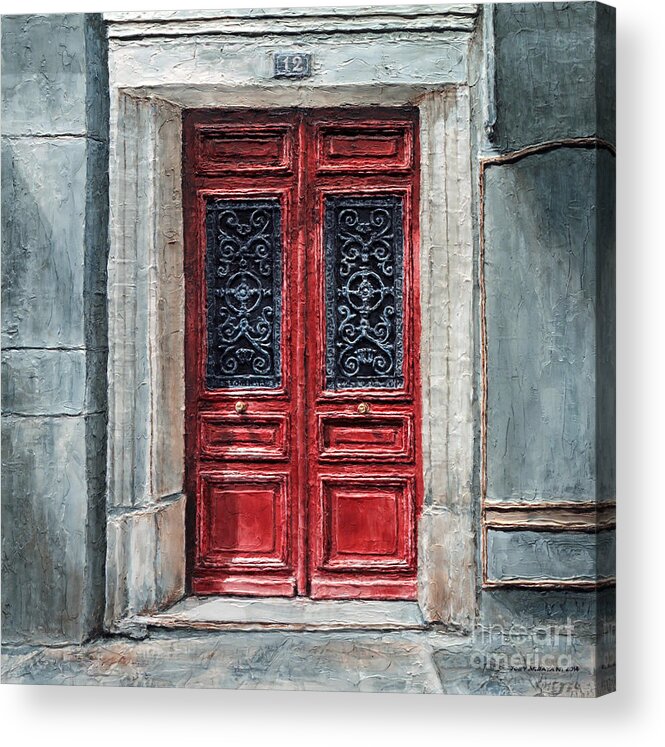 Doors Acrylic Print featuring the painting Parisian Door No. 12 by Joey Agbayani