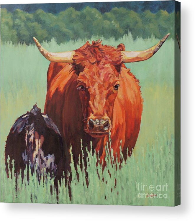 Long Horn Acrylic Print featuring the painting Patience by Patricia A Griffin