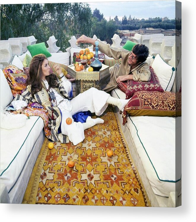 Marrakesh Acrylic Print featuring the photograph Paul And Talitha Getty On Roof Terrace by Patrick Lichfield