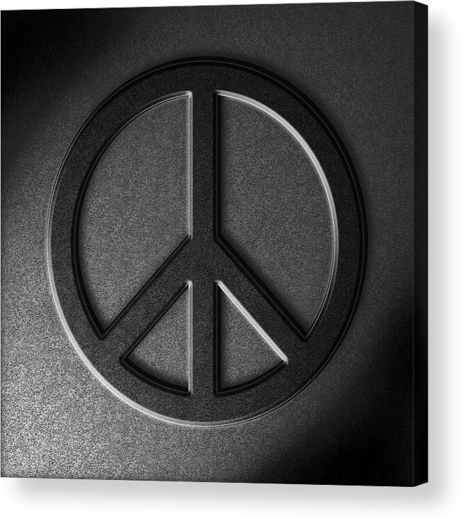 Aged Acrylic Print featuring the digital art Peace Sign Stone Texture by Brian Carson