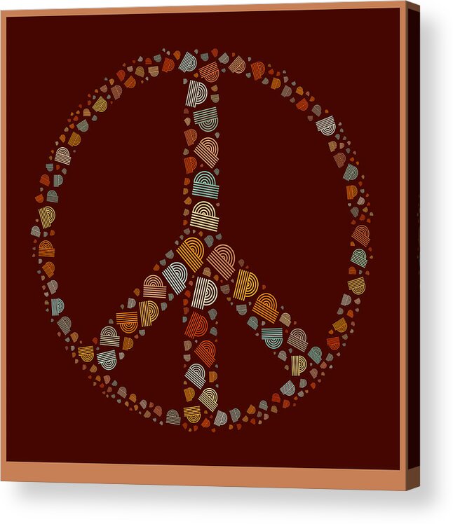 Brown Acrylic Print featuring the digital art Peace Symbol Design - s05d by Variance Collections