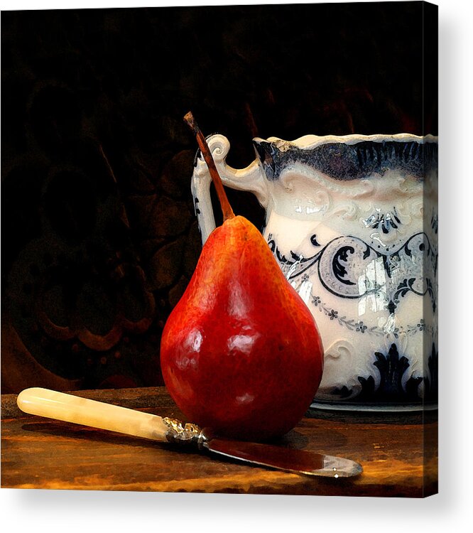 Pear Acrylic Print featuring the photograph Pear Pitcher Knife by Karen Lynch