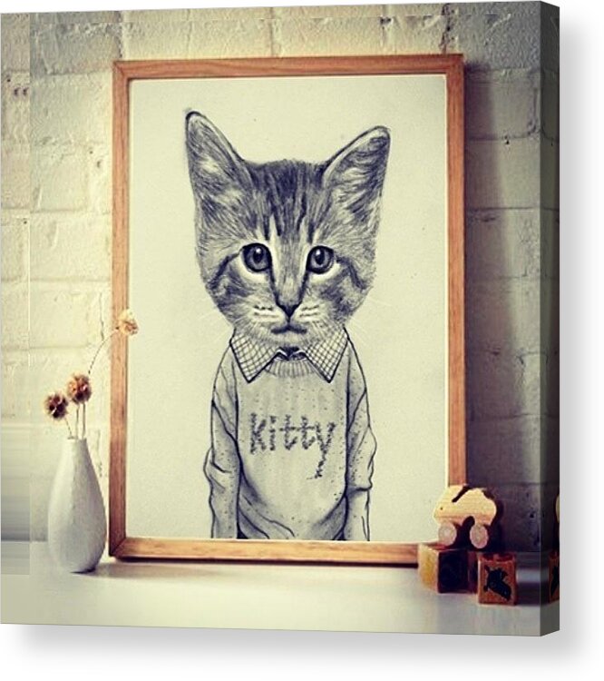  Acrylic Print featuring the photograph Pencil Drawing Pets Cat by Wind Z