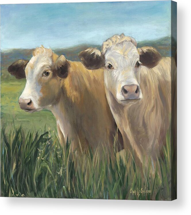 Cows Acrylic Print featuring the painting Pete and Repete by Cheri Wollenberg