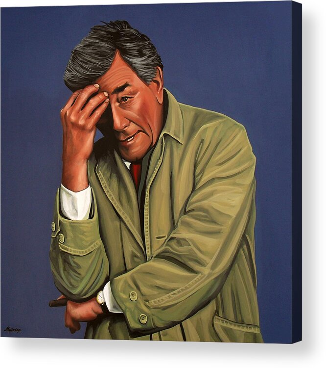 Peter Falk Acrylic Print featuring the painting Peter Falk as Columbo by Paul Meijering